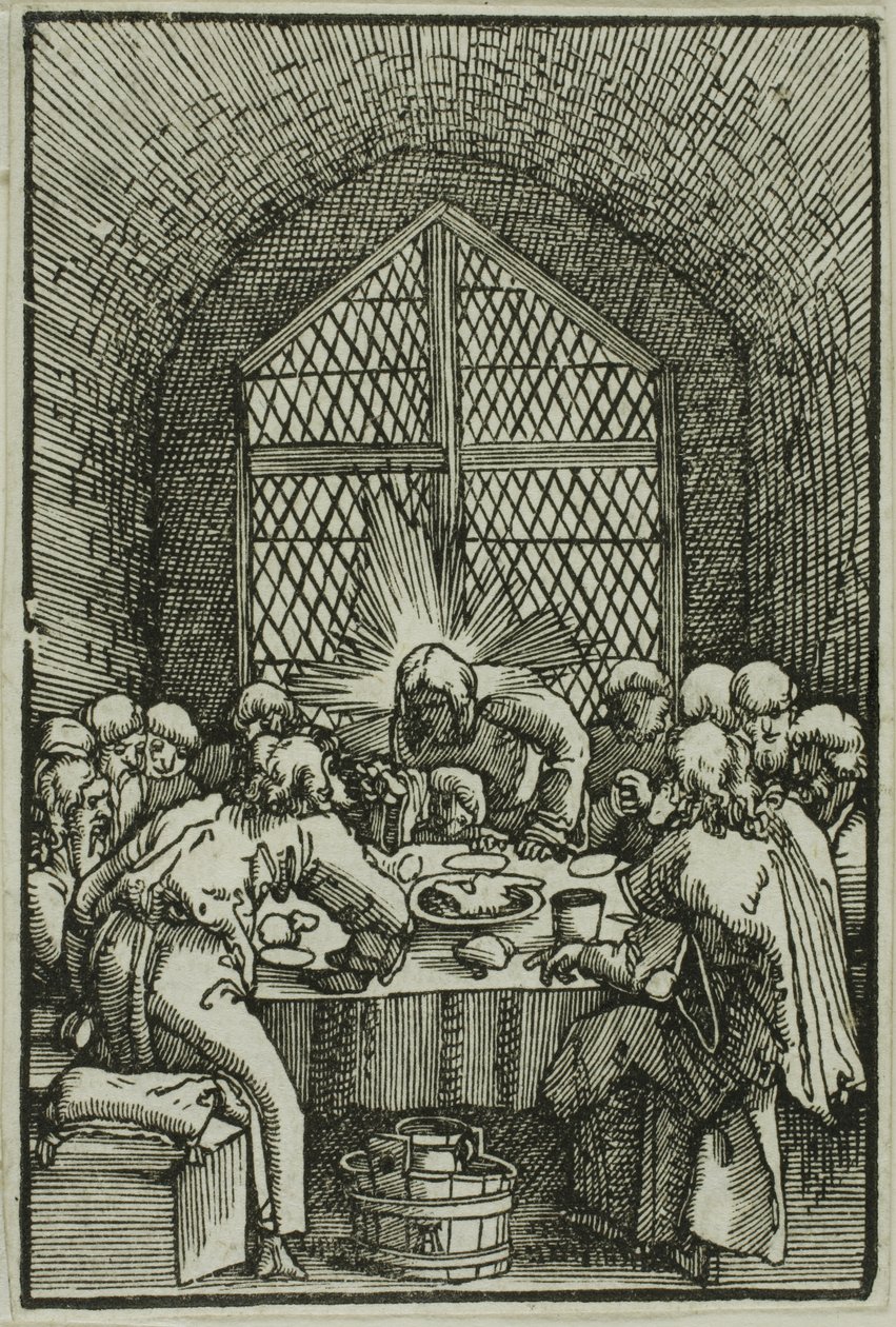 Poslední večeře z knihy Pád a vykoupení člověka od Albrecht Altdorfer