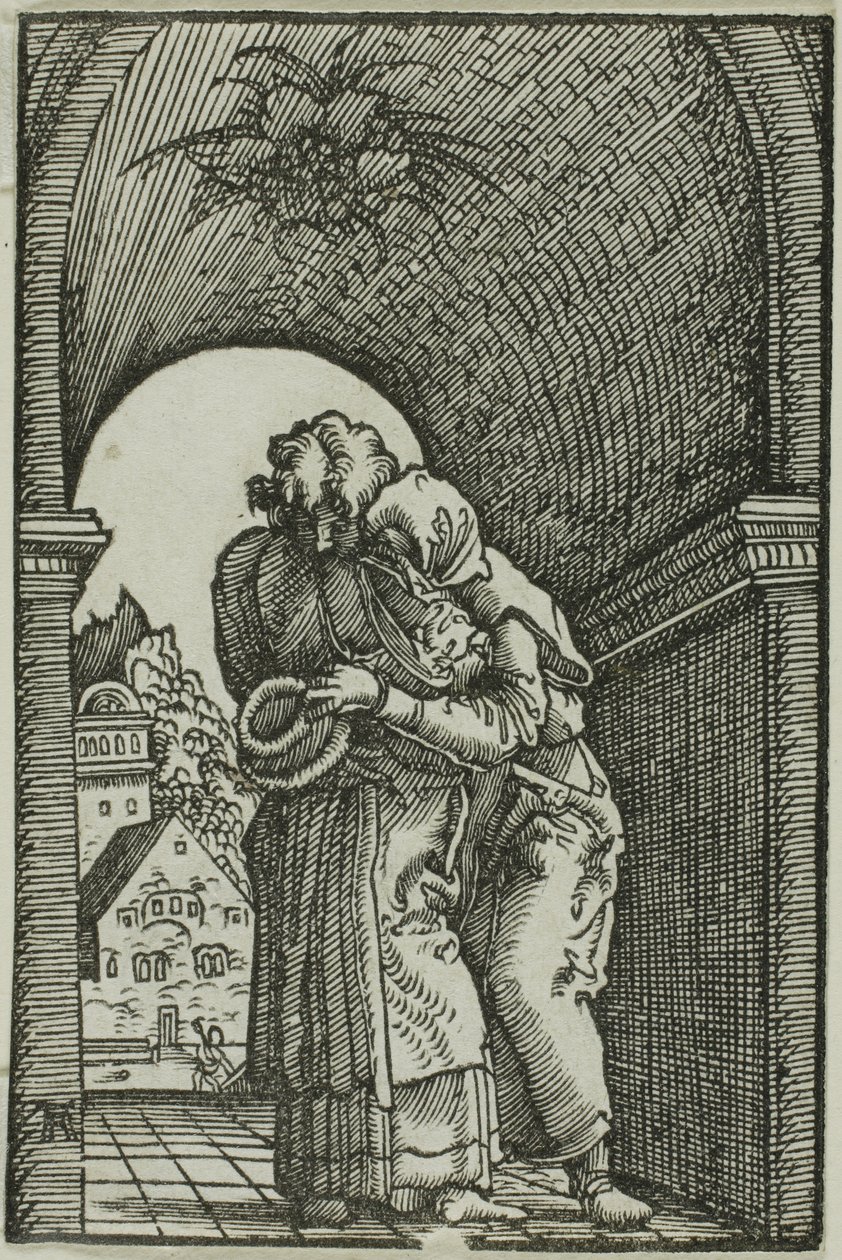 Setkání Joachima a Anny, z Pádu a vykoupení člověka od Albrecht Altdorfer
