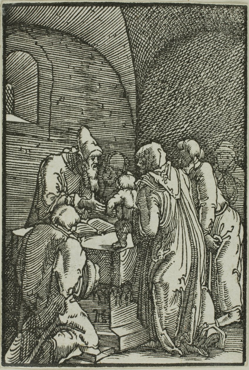 Prezentace v chrámu, z Pádu a vykoupení člověka od Albrecht Altdorfer