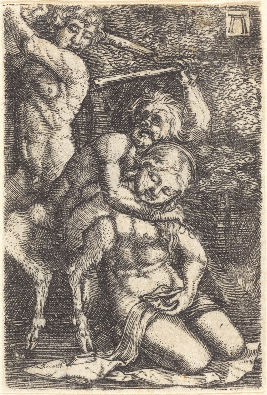 Dva satyrové bojují o nymfu od Albrecht Altdorfer