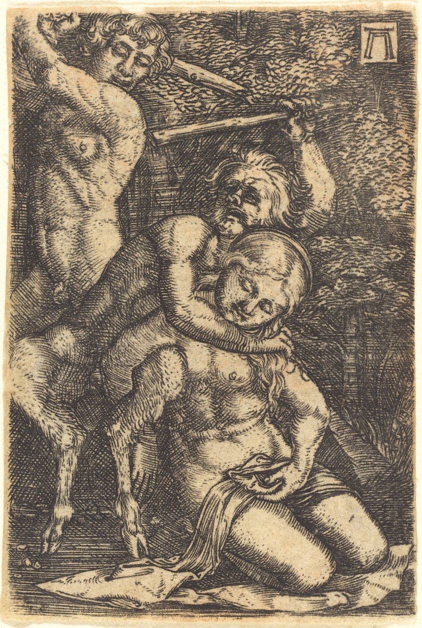 Dva satyrové bojují o nymfu od Albrecht Altdorfer