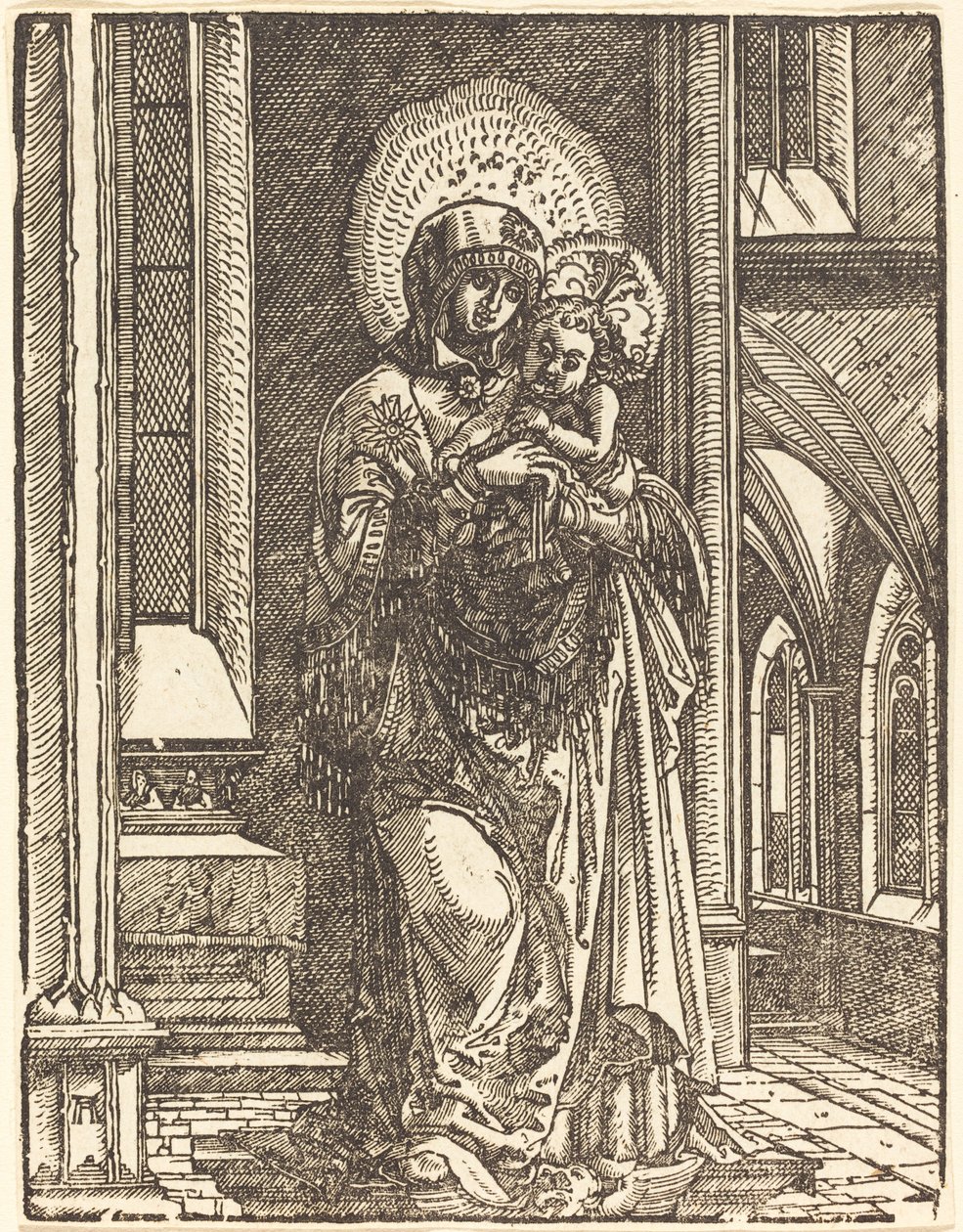 Panna a dítě v kostele od Albrecht Altdorfer