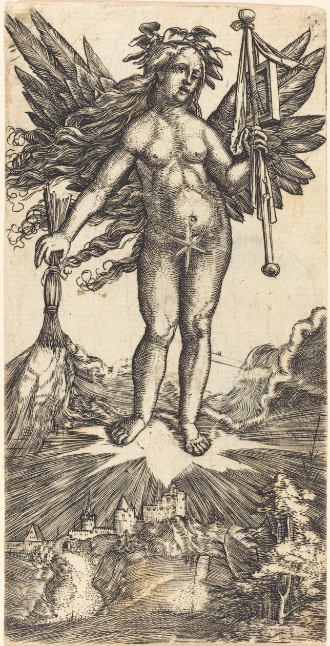 Okřídlená žena na hvězdě od Albrecht Altdorfer