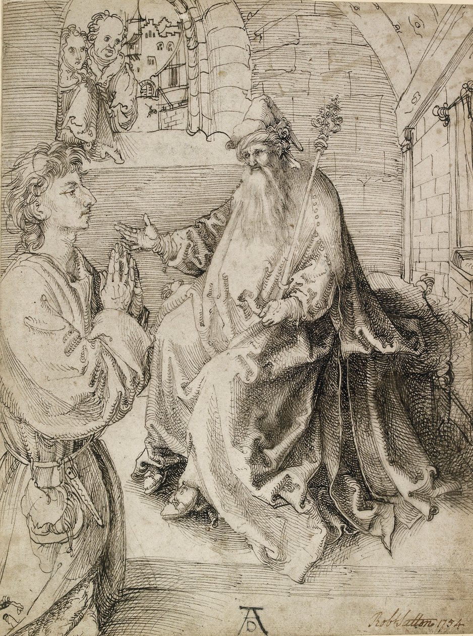 Mládež klečící před potentátem, c1490 od Albrecht Dürer