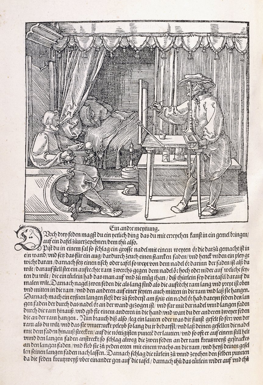 Kreslíř kreslící portrét pomocí rámečku, 1525 od Albrecht Dürer
