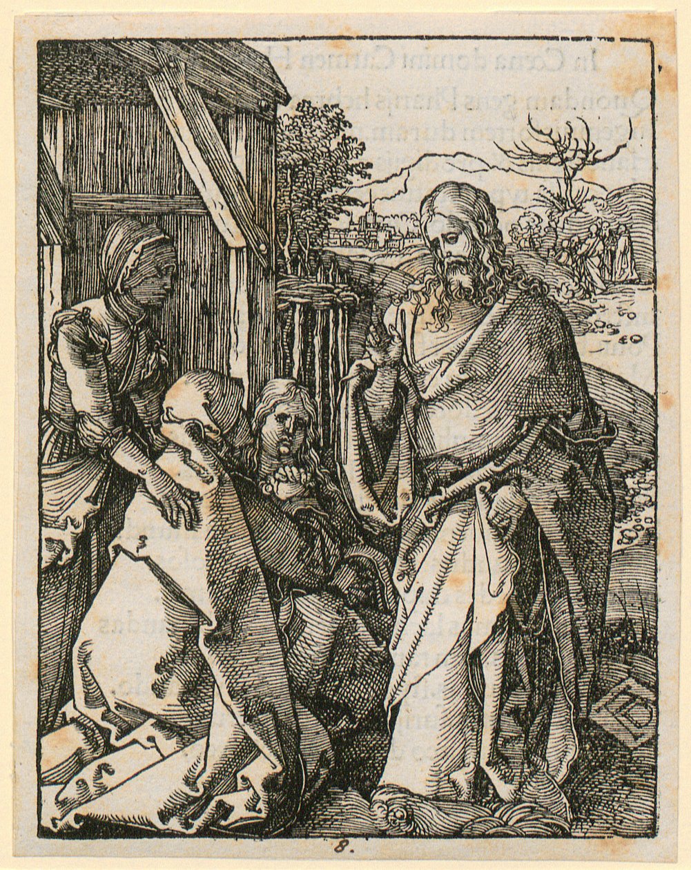 Kristovo rozloučení s matkou, list 8 ze série „Malé dřevořezové pašije“ od Albrecht Dürer