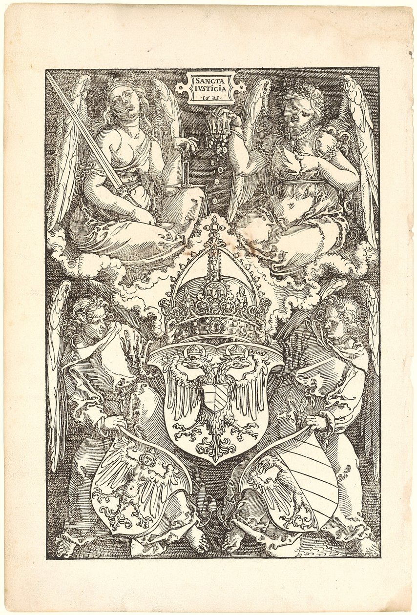 Alegorie s erby říše a města Norimberku od Albrecht Dürer