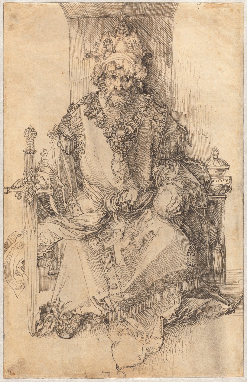 Východní panovník sedící na trůnu od Albrecht Dürer