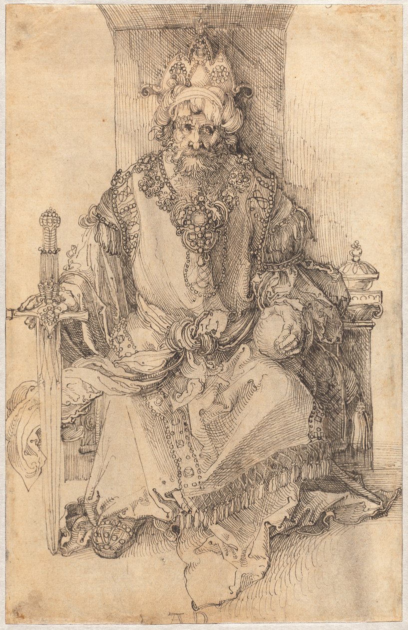 Orientální vládce sedící na svém trůnu od Albrecht Dürer