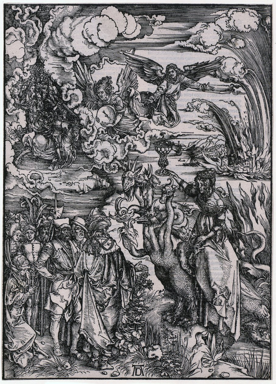 Babylonská žena, XIII. postava, list 15 ze série „Apokalypsa“ od Albrecht Dürer
