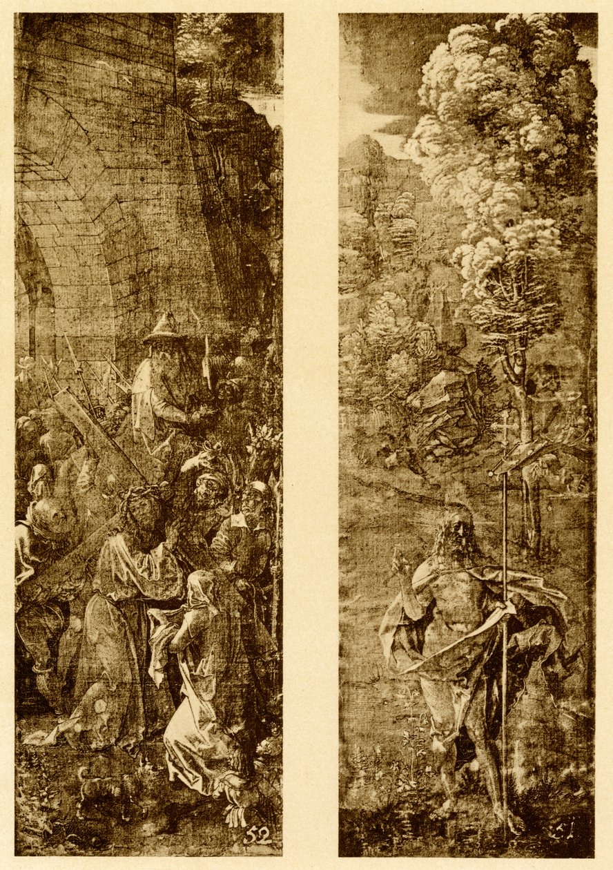 Nesení kříže a Krista s praporem vítězství od Albrecht Dürer