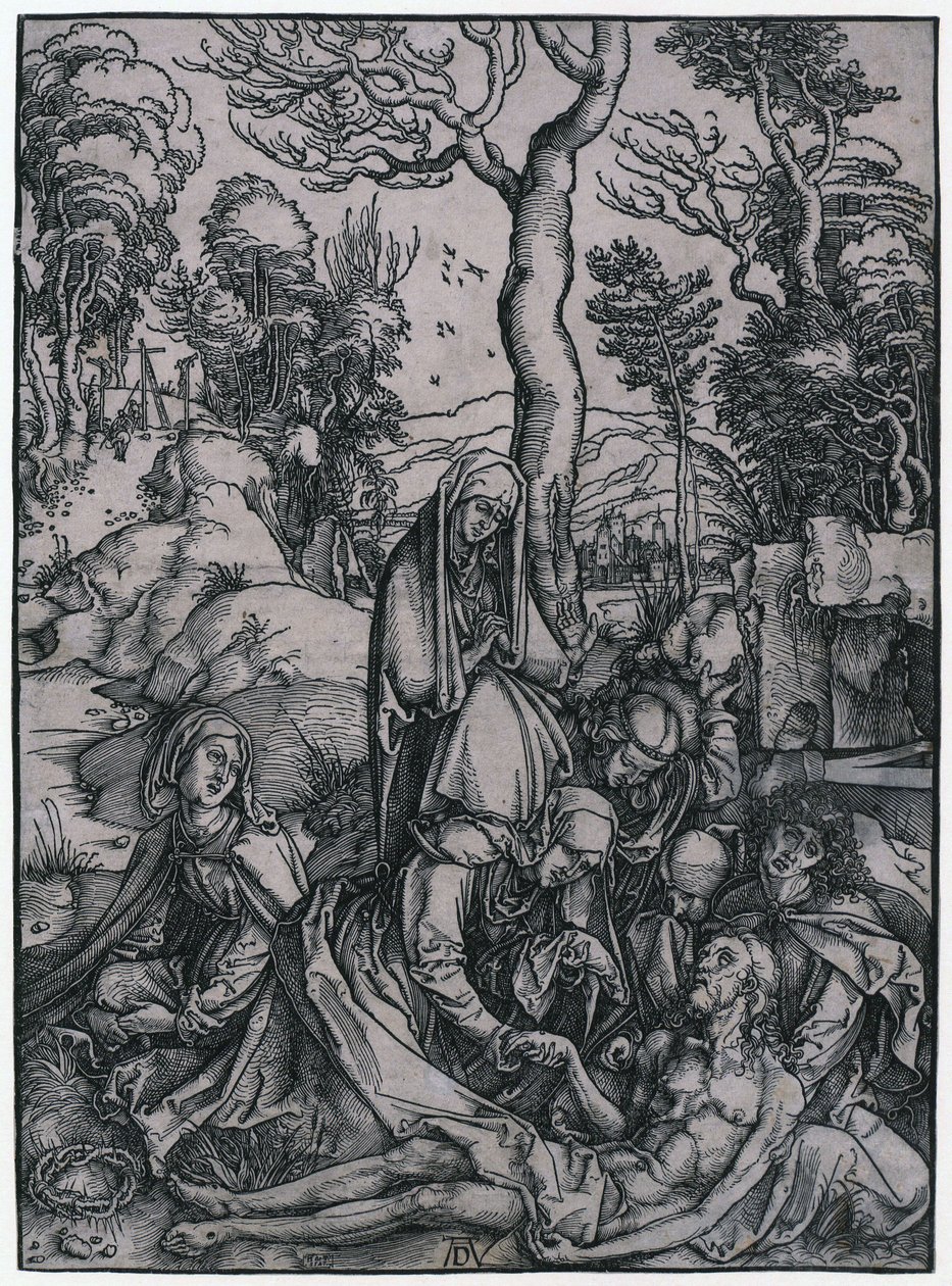 Oplakávání Krista, list č. 9 ze série „Velké pašije“ od Albrecht Dürer