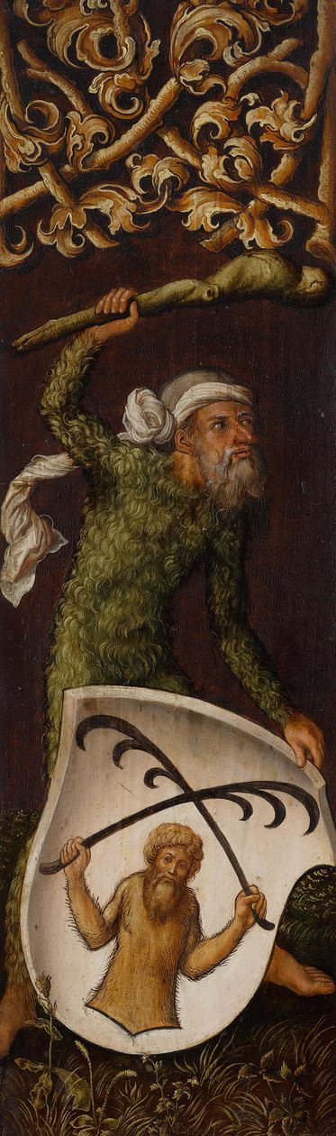 Portrétní triptych Oswolta Krela, levé křídlo: „Divoký muž“ s erbem Oswolta Krela od Albrecht Dürer