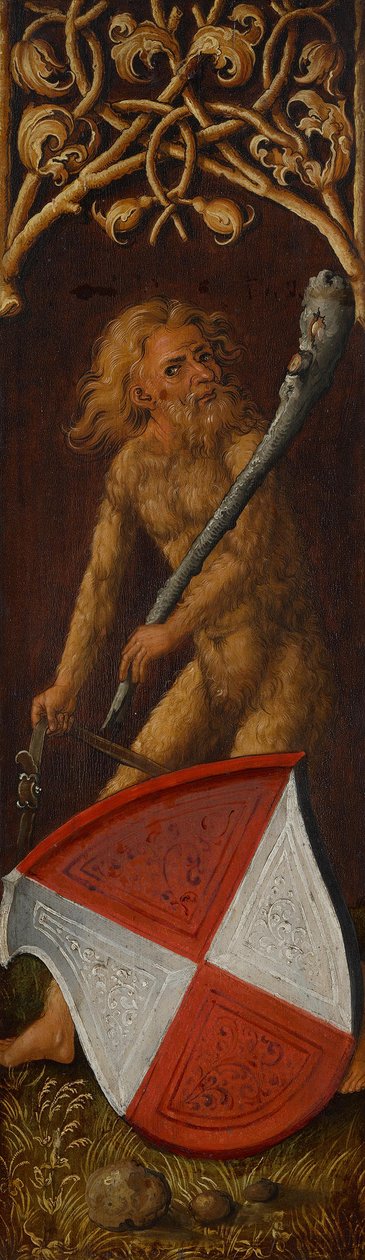 Bildnistriptychon des Oswolt Krel, rechter Flügel: "Wilder Mann" mit dem Wappen der Agathe von Esendorf od Albrecht Dürer