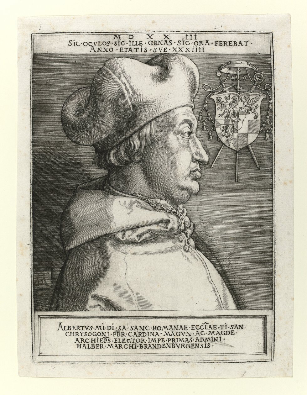 Kardinál Albert Braniborský, 1523 od Albrecht Dürer