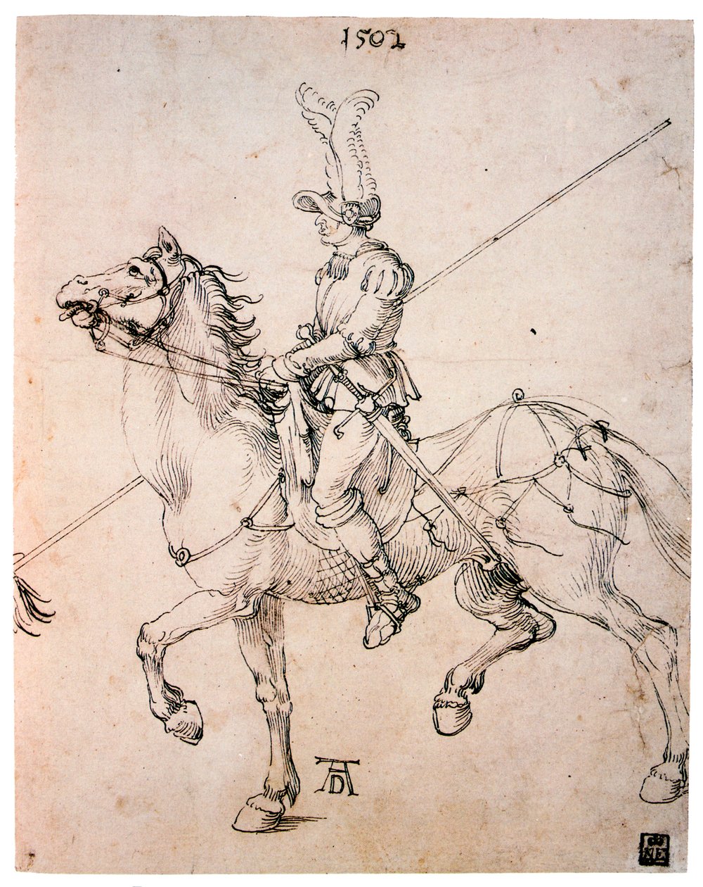 Kavalír s Lancem, 1502 od Albrecht Dürer