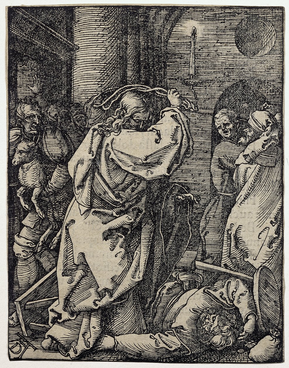 Kristus vyhání směnárníky z chrámu, ne. 7 ze série „Malá vášeň“ od Albrecht Dürer