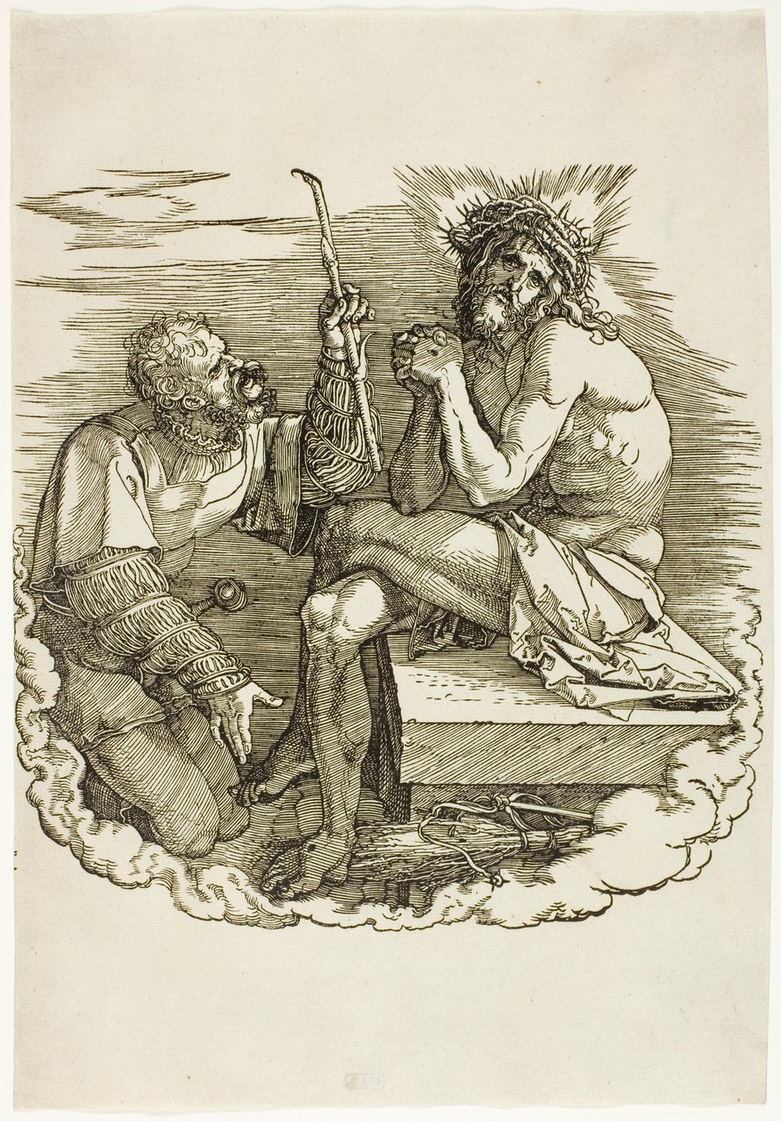 Kristus, muž bolesti, zesměšněný vojákem, frontispice z Velké vášně od Albrecht Dürer