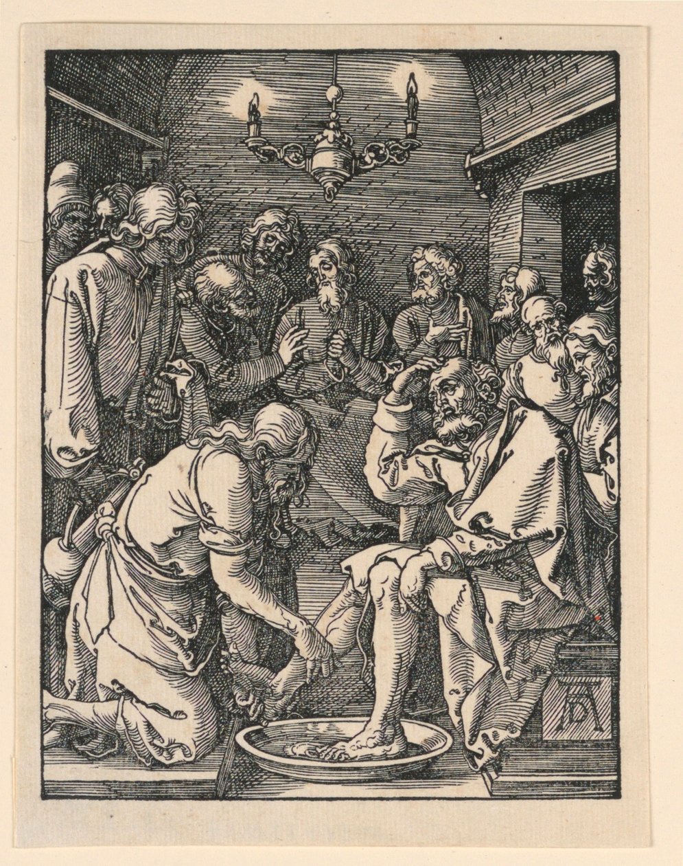 Kristus umývá nohy ze série The Little Passion od Albrecht Dürer
