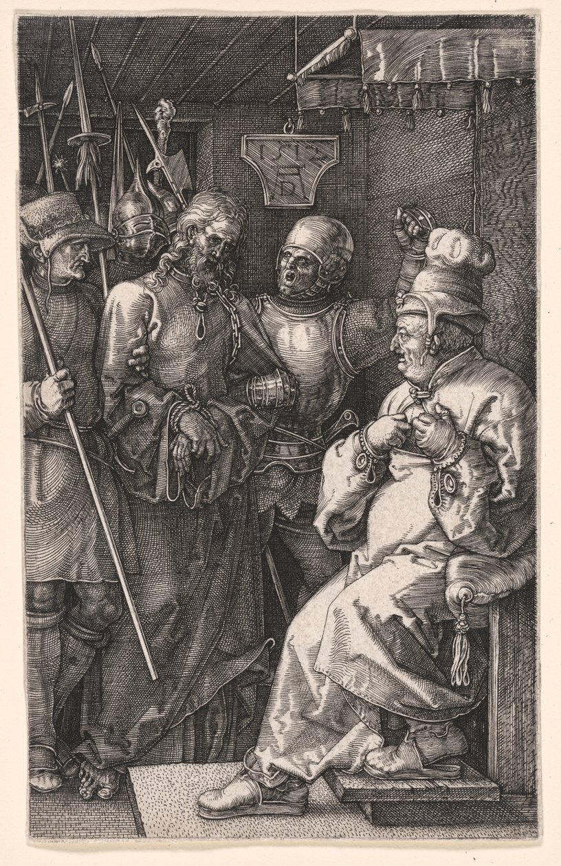 Kristus před Kaifášem, z knihy Ryté pašije od Albrecht Dürer