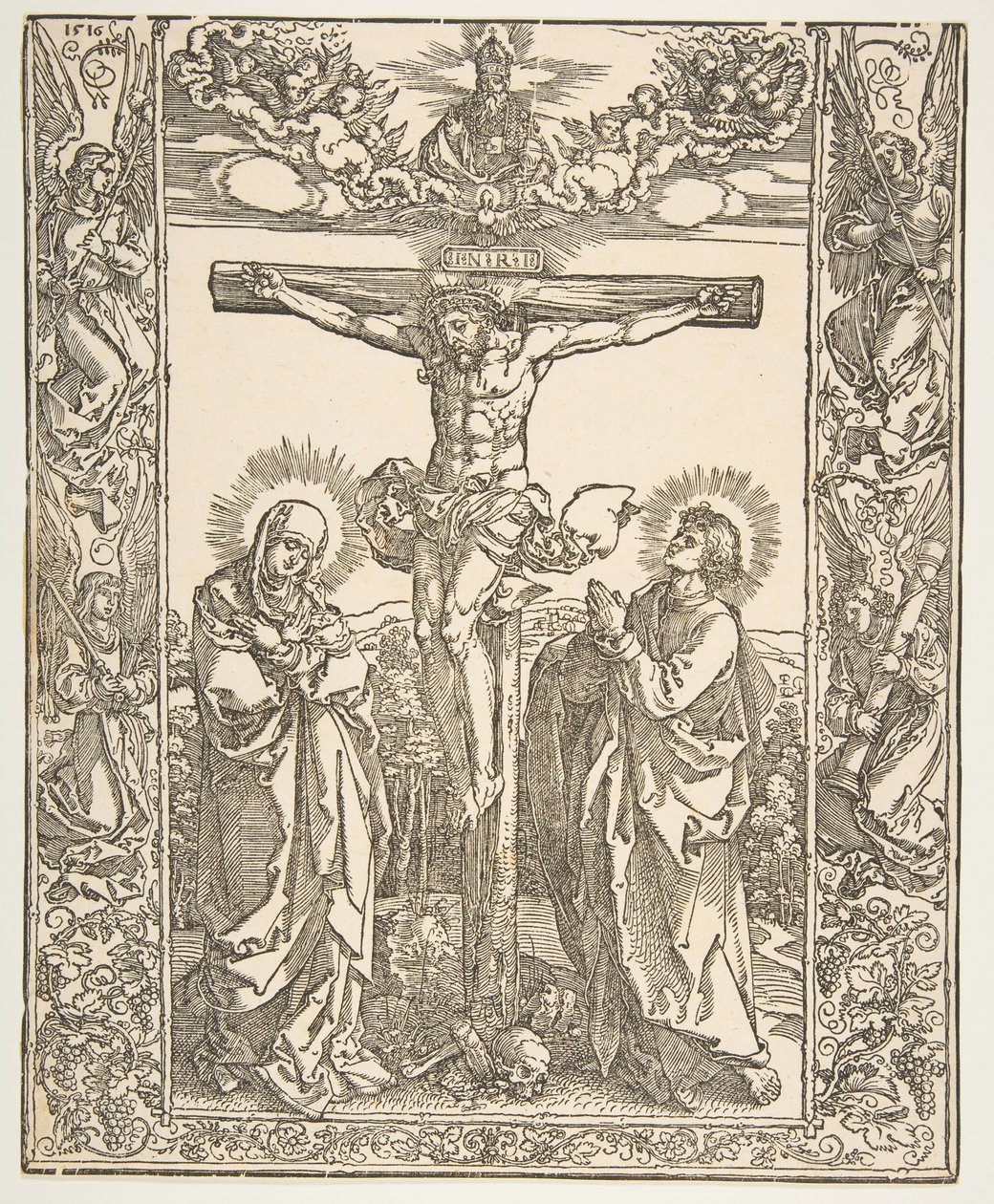 Kristus na kříži mezi Pannou Marií a svatým Janem, 1516. od Albrecht Dürer