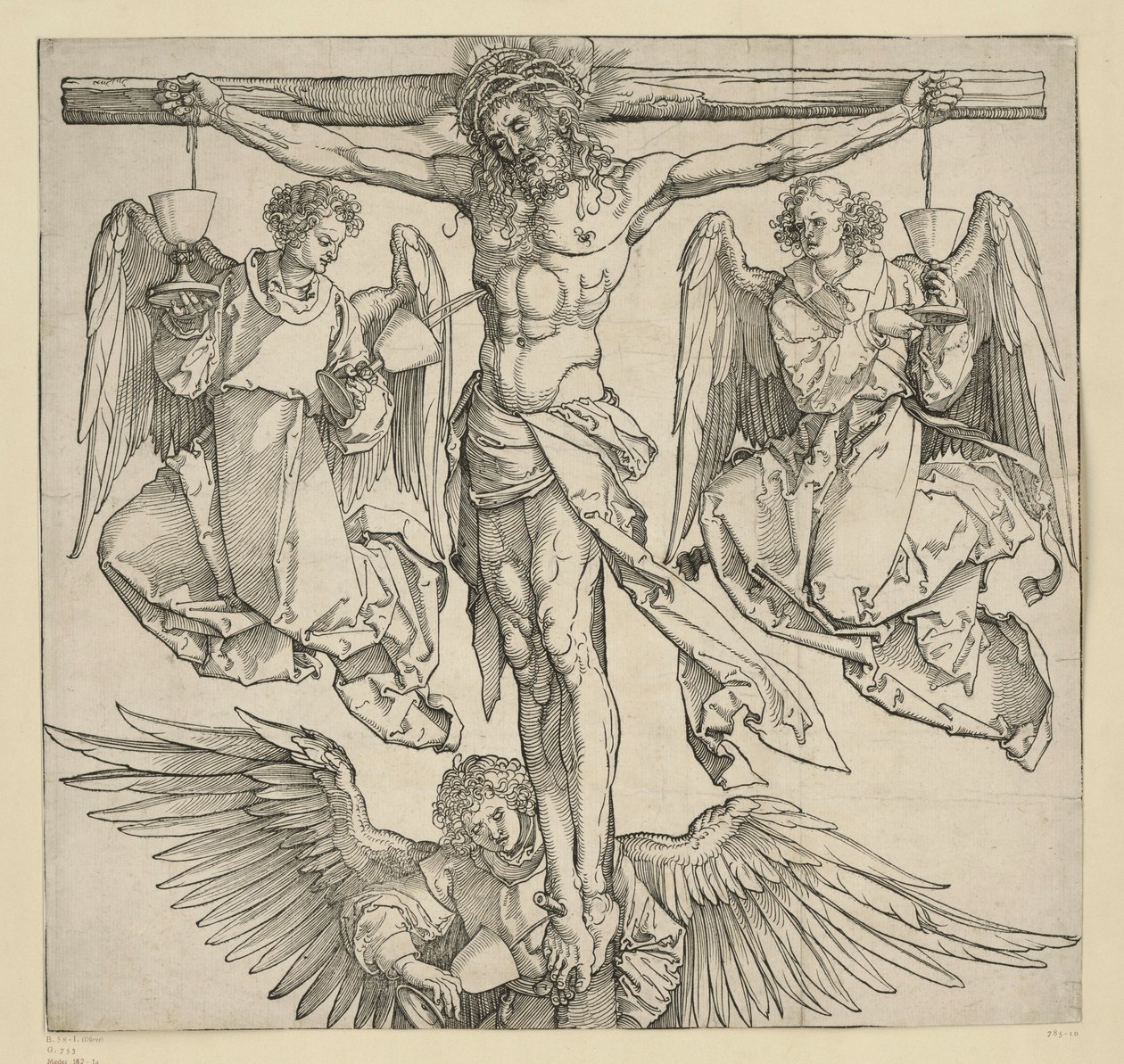 Kristus na kříži se třemi anděly od Albrecht Dürer