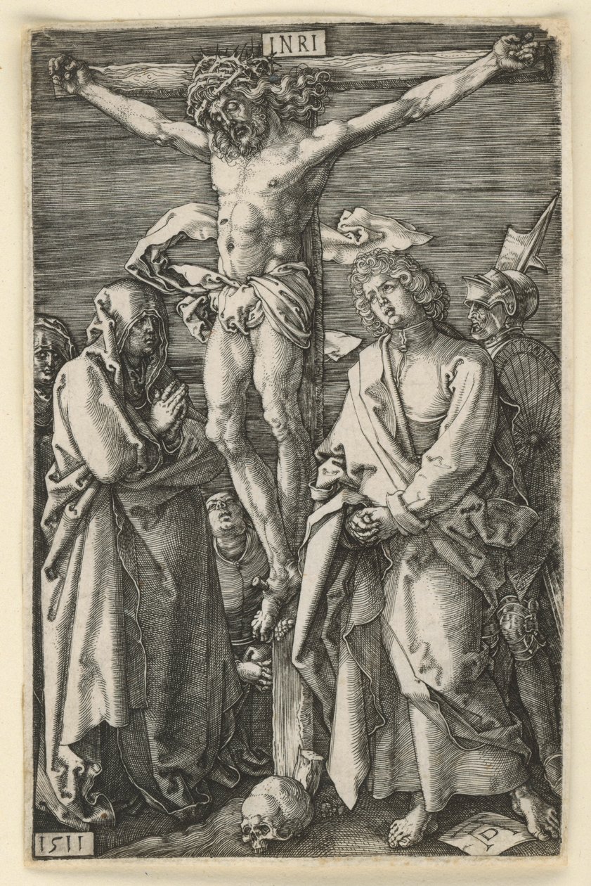 Kristus na kříži mezi Marií a Janem (Ryté pašije) od Albrecht Dürer