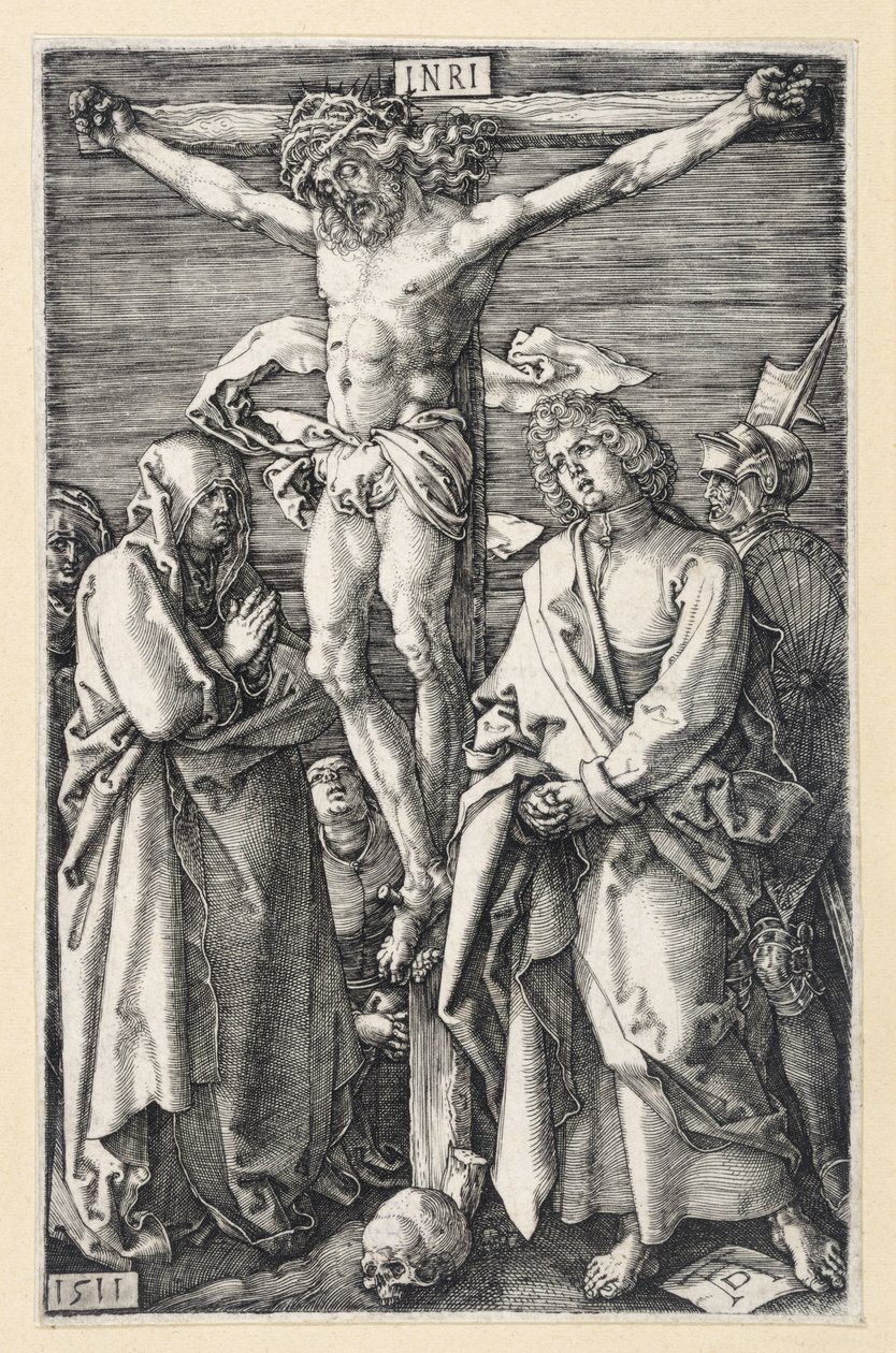 Kristus na kříži mezi Marií a Janem (Ryté pašije) od Albrecht Dürer
