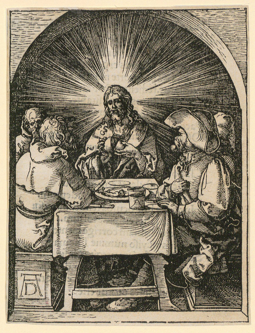 Kristus v Emauzích, list 33 ze série „Malé dřevořezové pašije“ od Albrecht Dürer
