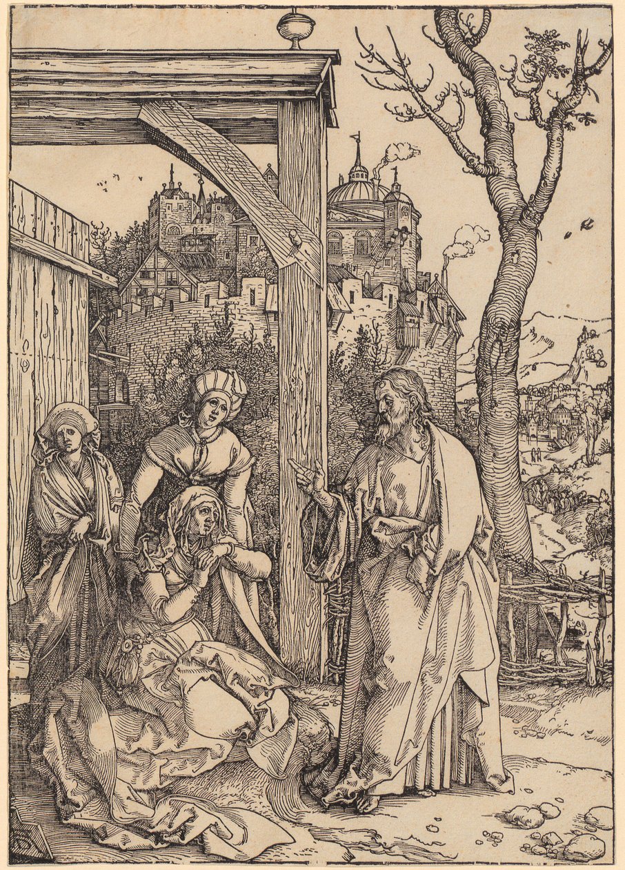 Kristus se loučí se svou matkou, list 17 ze série „Život Panny Marie“ od Albrecht Dürer