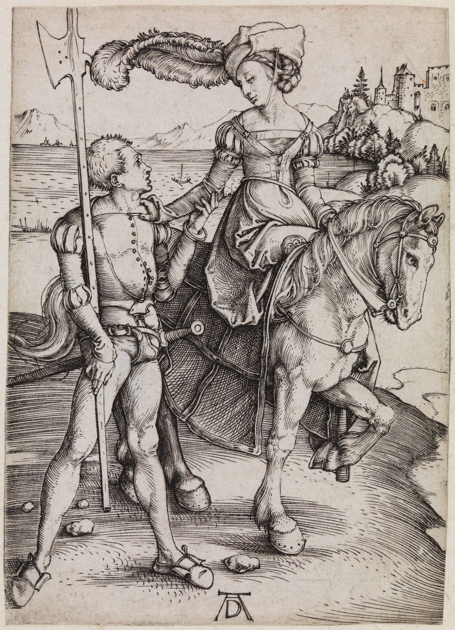 Slečna na koni a landsknecht od Albrecht Dürer