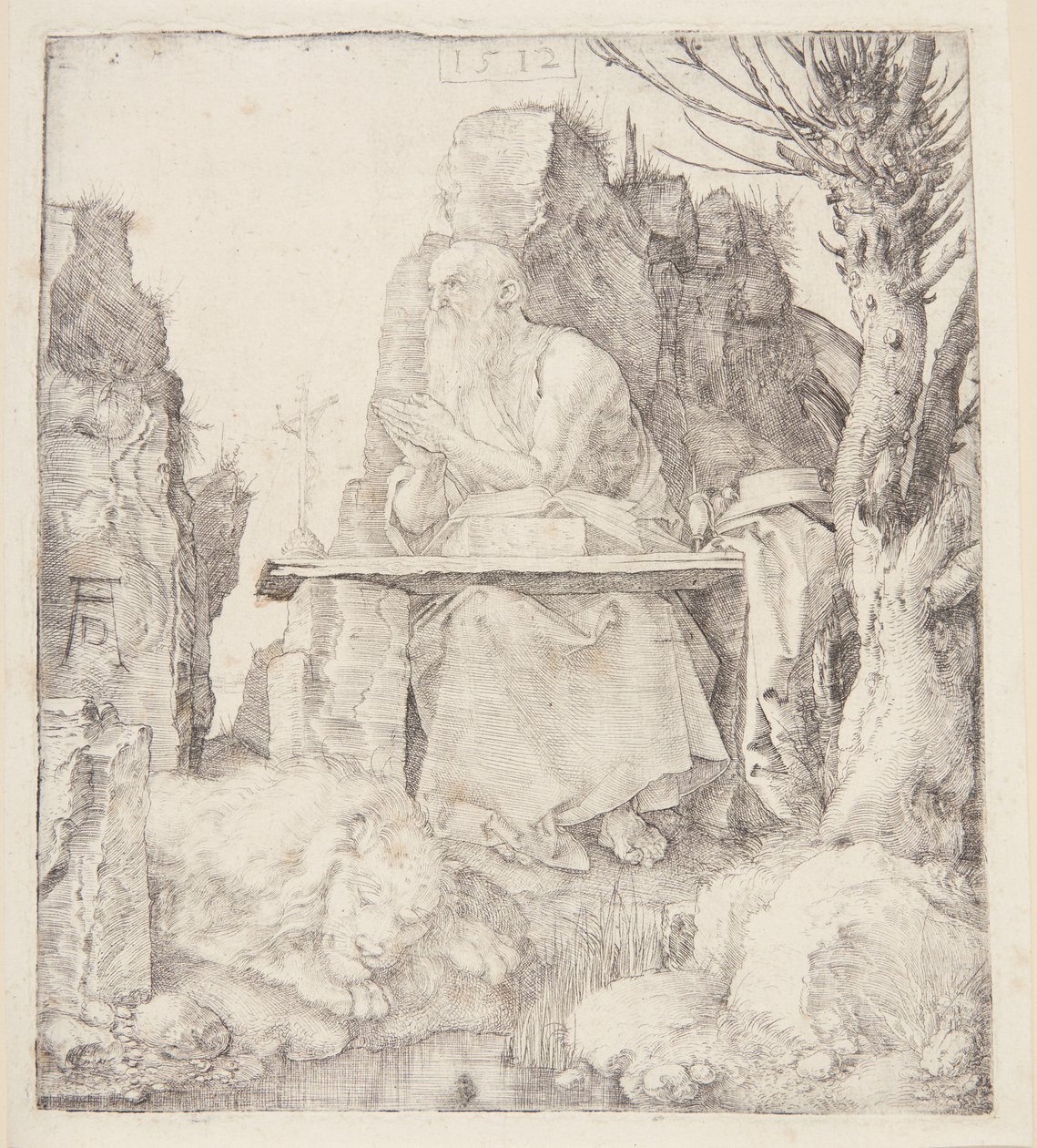 Svatý Jeroným u zvadlé vrby od Albrecht Dürer
