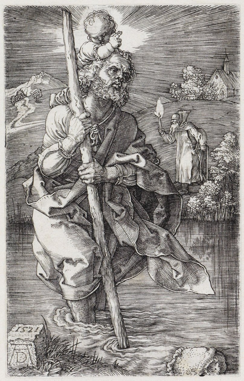 Svatý Kryštof, hledící doprava od Albrecht Dürer
