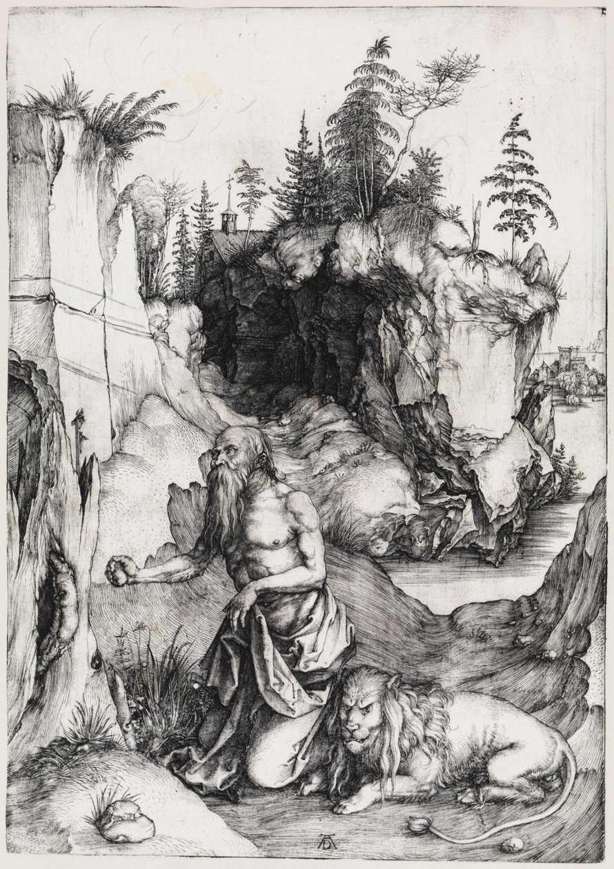 Svatý Jeroným na poušti od Albrecht Dürer