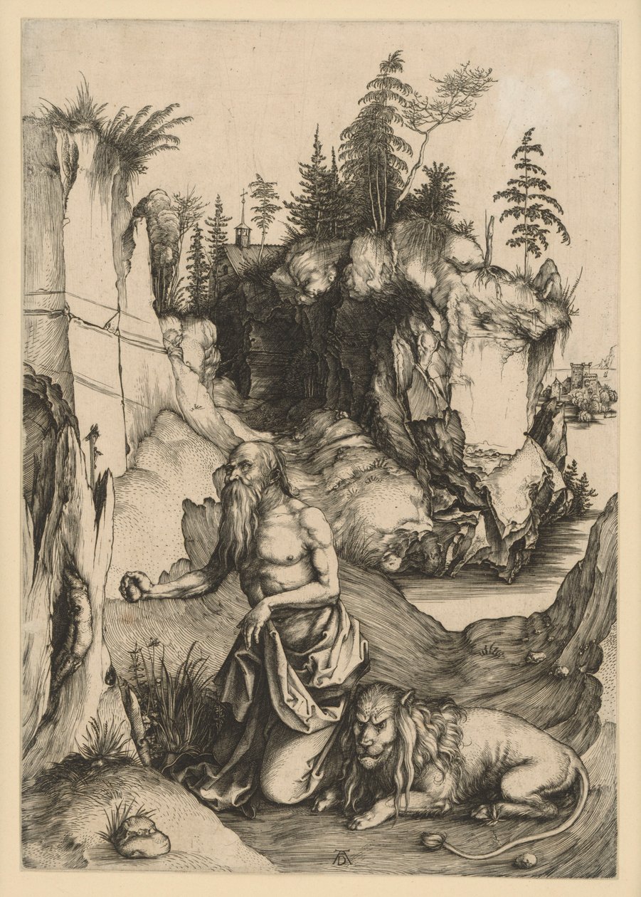 Svatý Jeroným na poušti od Albrecht Dürer