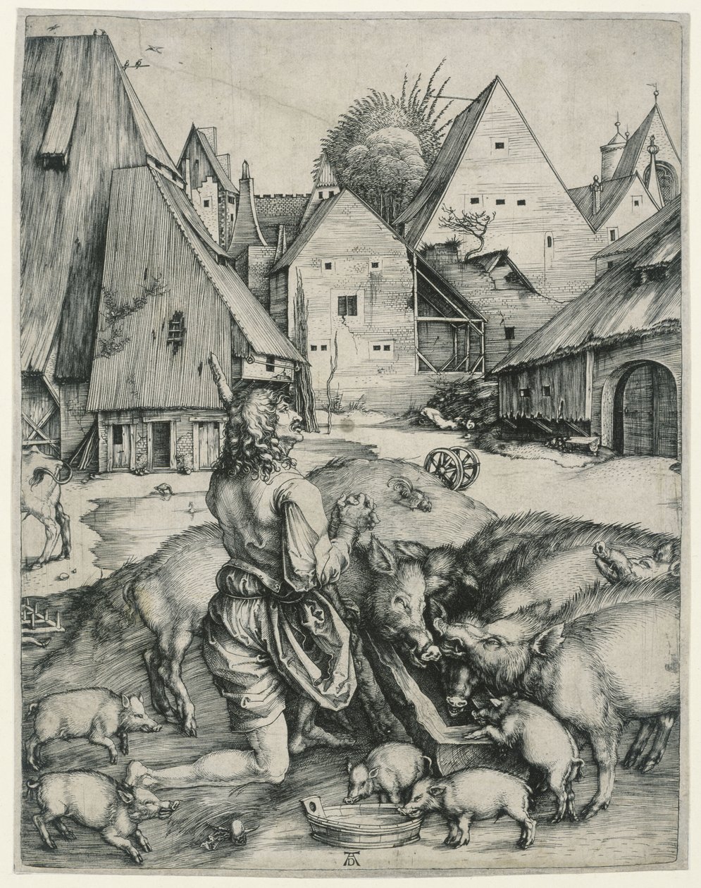 Marnotratný syn pase vepře od Albrecht Dürer