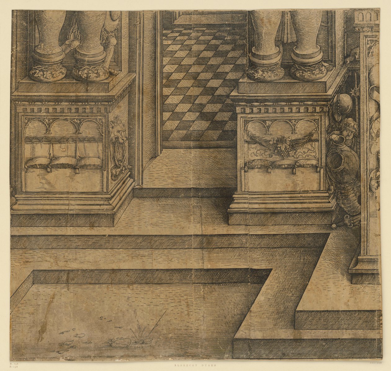 Triumfální oblouk císaře Maxmiliána I. (10): Sokly levého portálu od Albrecht Dürer