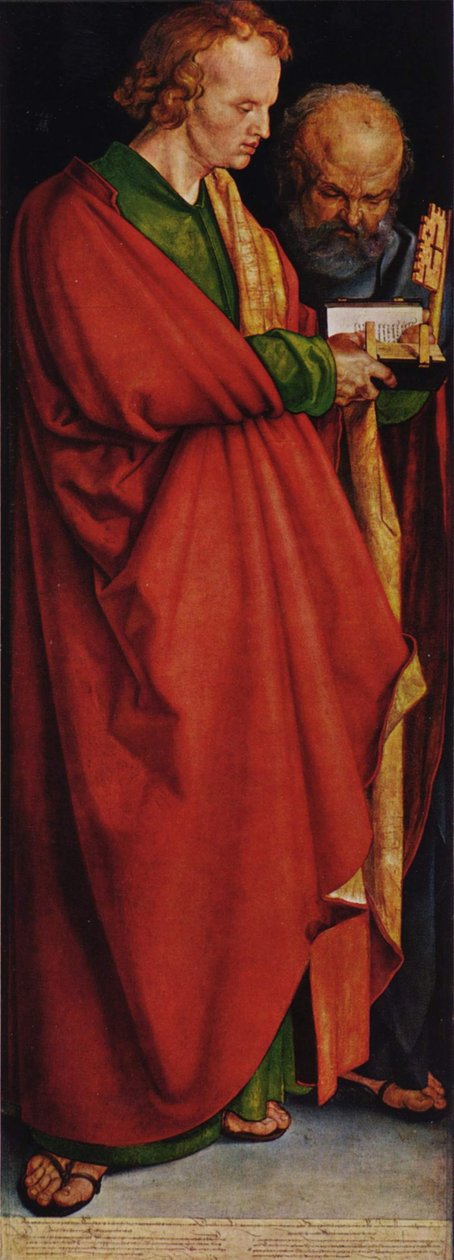 Čtyři apoštolové, levá část, scéna: svatý Jan a svatý Petr od Albrecht Dürer