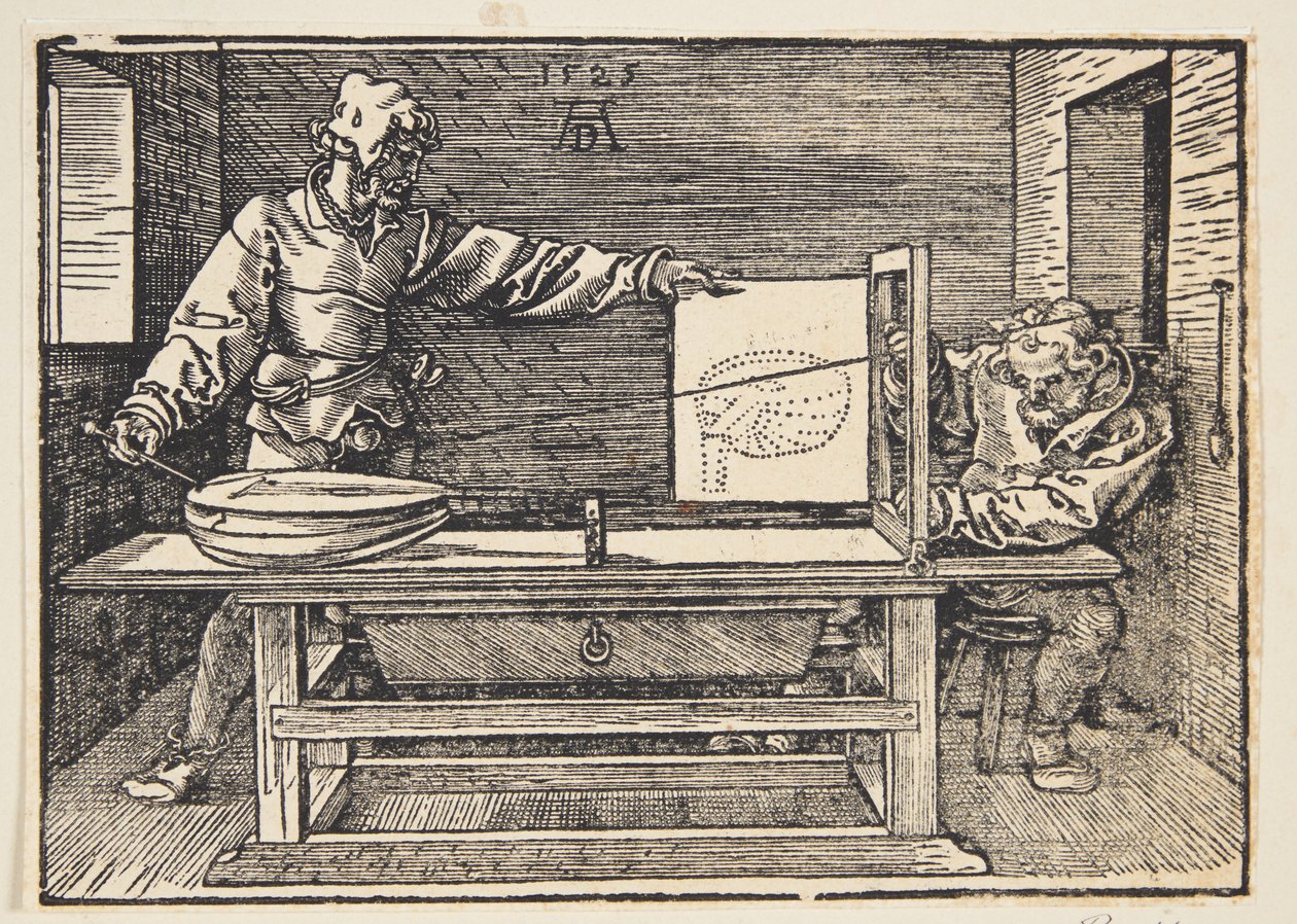 Kreslíř kreslící loutnu od Albrecht Dürer
