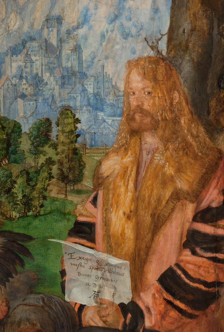 Svátek růžence, detail vpravo nahoře:
Autoportrét od Albrecht Dürer