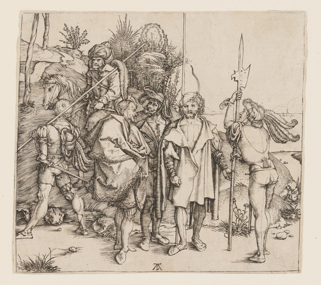 Pět pěšáků a turecký jezdec od Albrecht Dürer