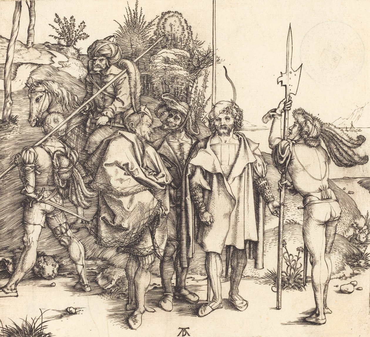 Pět vojáků a Turek na koni, 14951496. od Albrecht Dürer