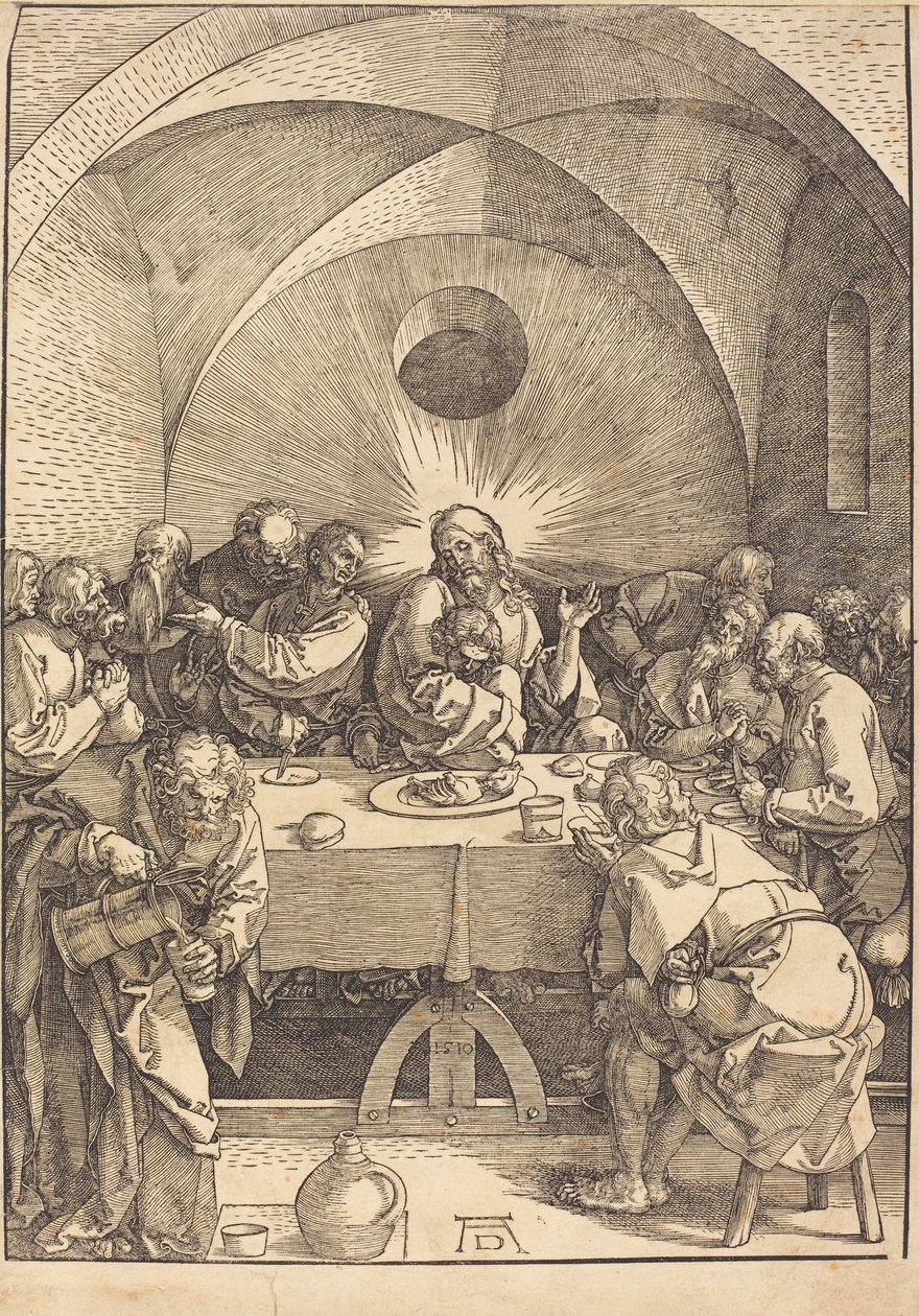Francouzština:  La Cène Velké pašije: 01. Poslední večeře od Albrecht Dürer
