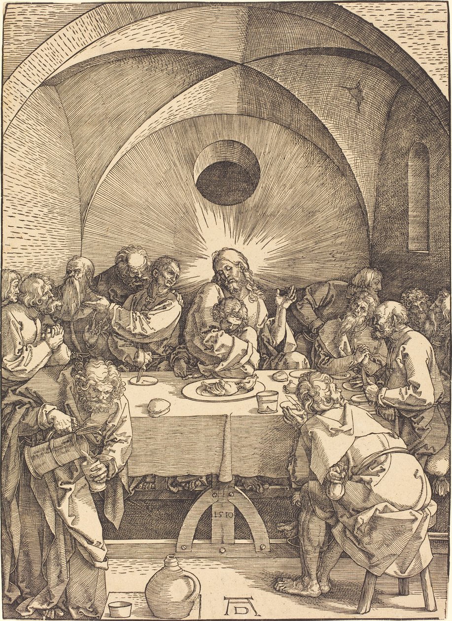 Francouzština:  La Cène Velké pašije: 01. Poslední večeře od Albrecht Dürer