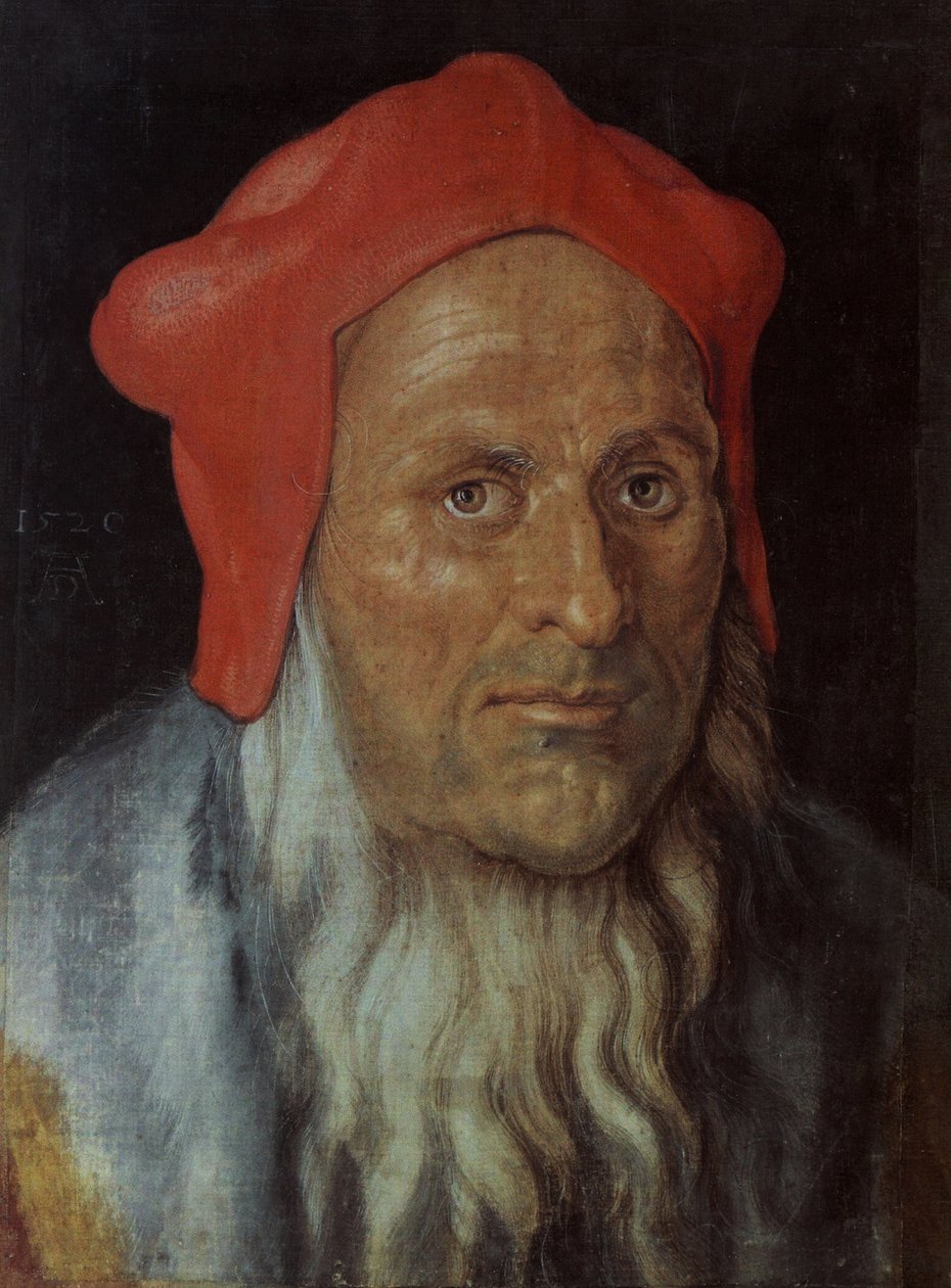 Německy: Portrét vousatého muže s červenou čepicí Portrét muže od Albrecht Dürer