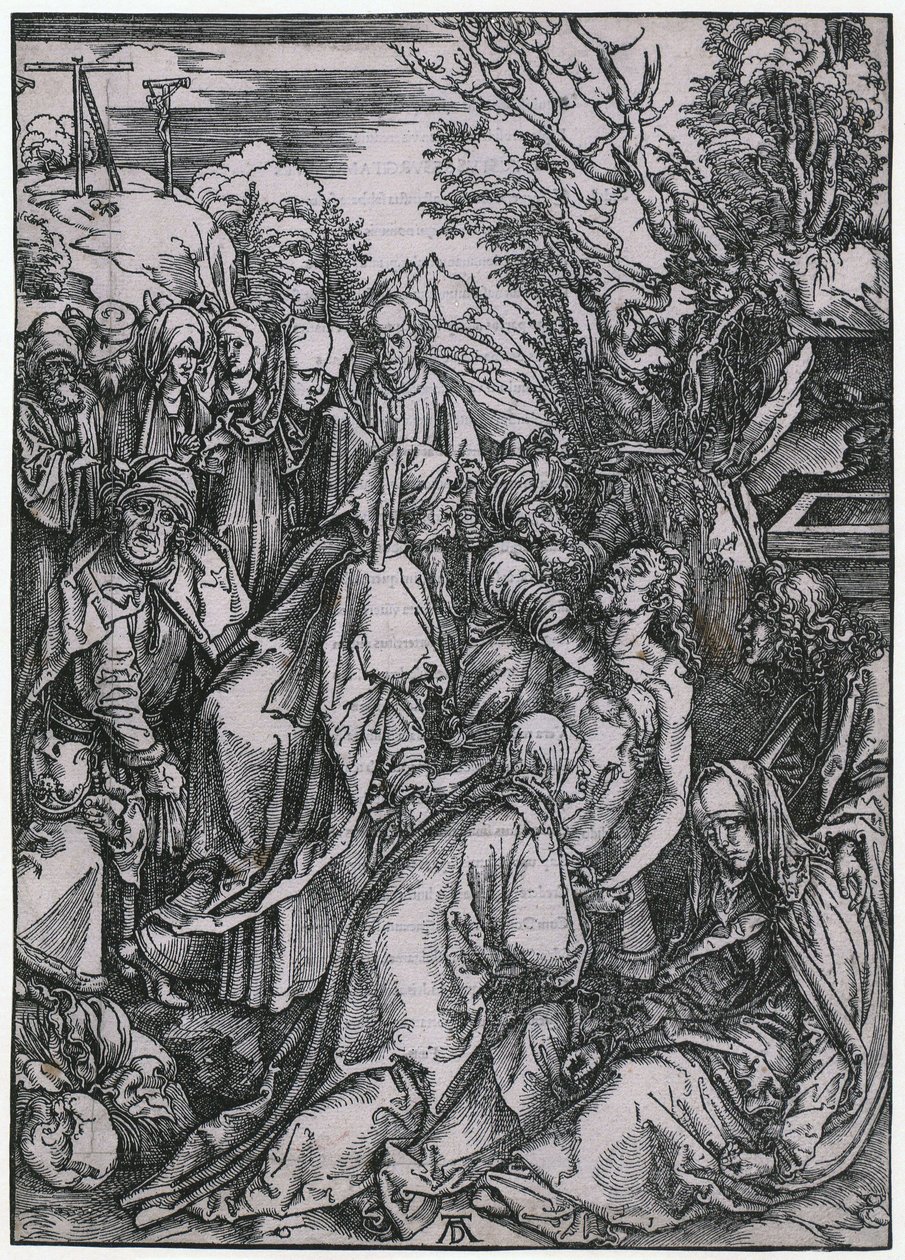 Uložení Krista do hrobu, list 10 ze série „Velké pašije“ od Albrecht Dürer