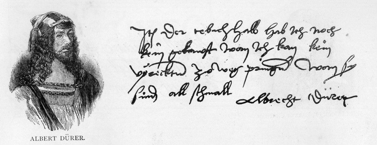 Rukopis a podpis Albrechta Duerera od Albrecht Dürer