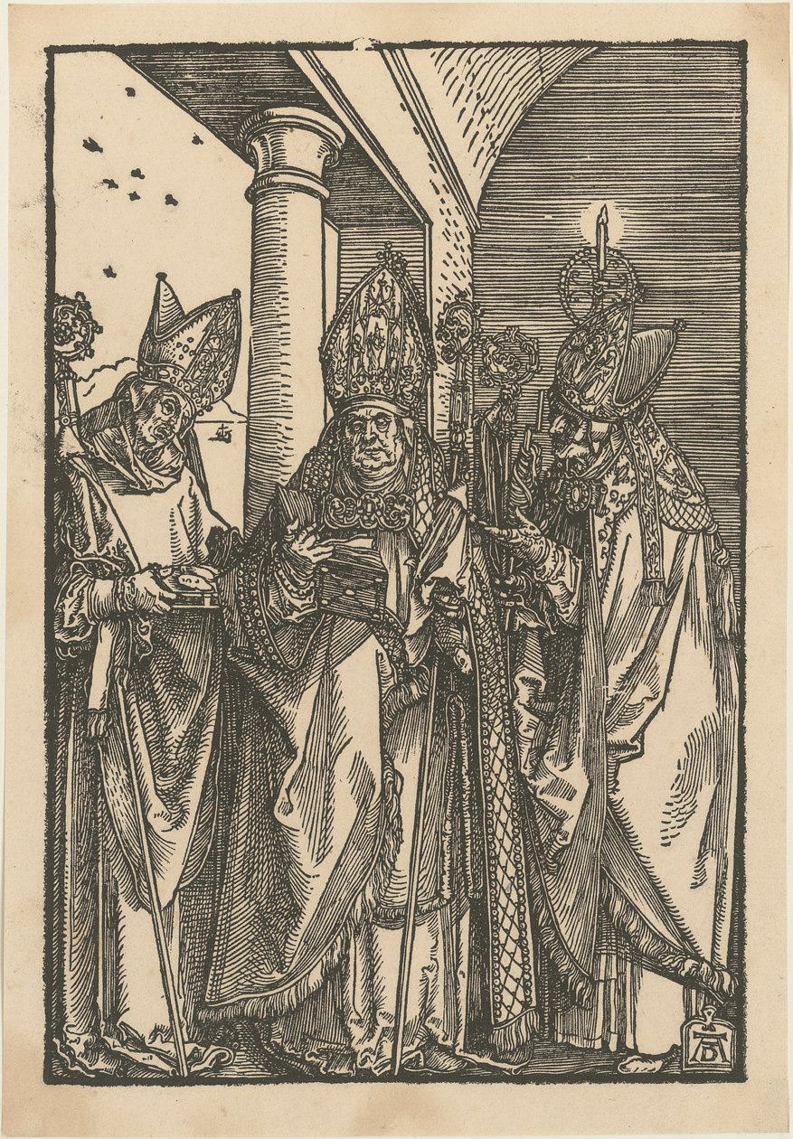 Svatí biskupové Mikuláš, Ulrich a Erasmus od Albrecht Dürer