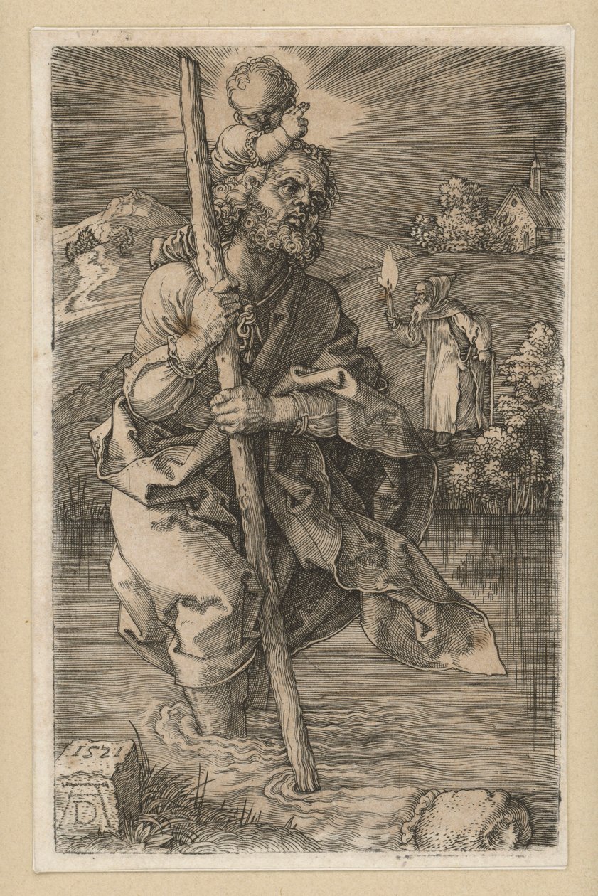 Svatý Kryštof obrácený doprava od Albrecht Dürer