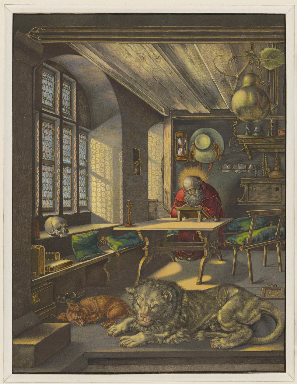 Svatý Jeroným v vitríně od Albrecht Dürer